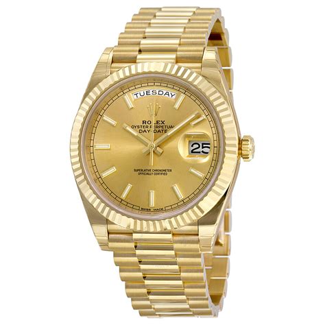 rolex day-date automatic champagne dial 18k yellow gold watch|rolex day date 40 yellow gold.